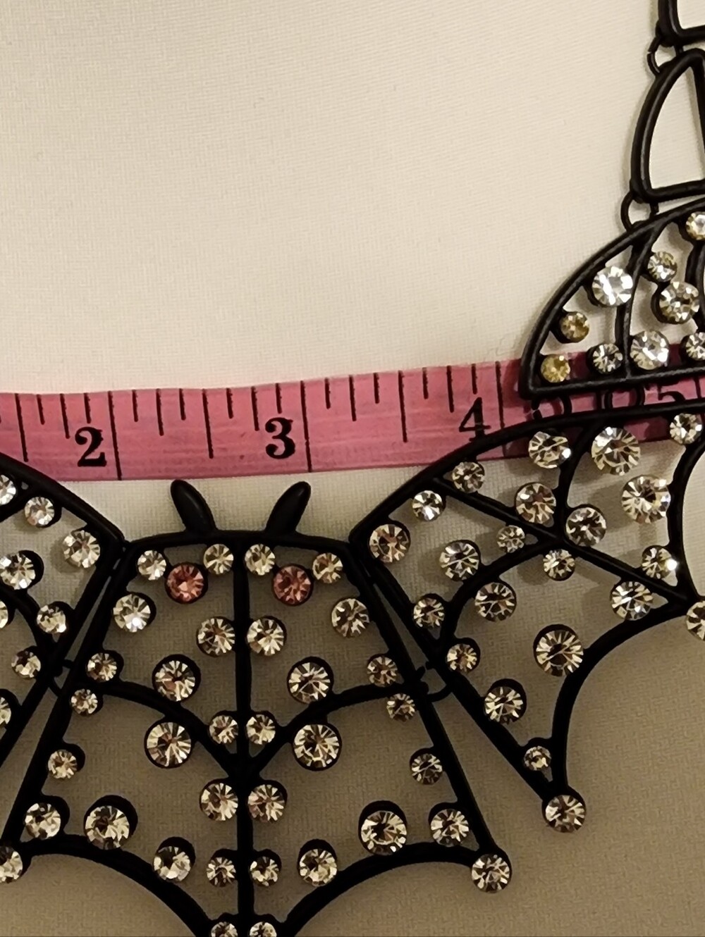 Betsey Johnson Black Rhinestone Bat Statement Bib Necklace NWT - Picture 7 of 10